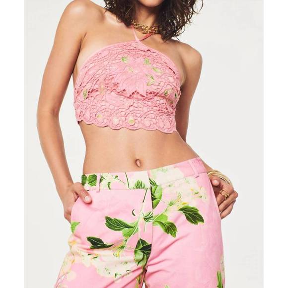 NEW HEMANT & NANDITA floral halter top in pink - Picture 1 of 6
